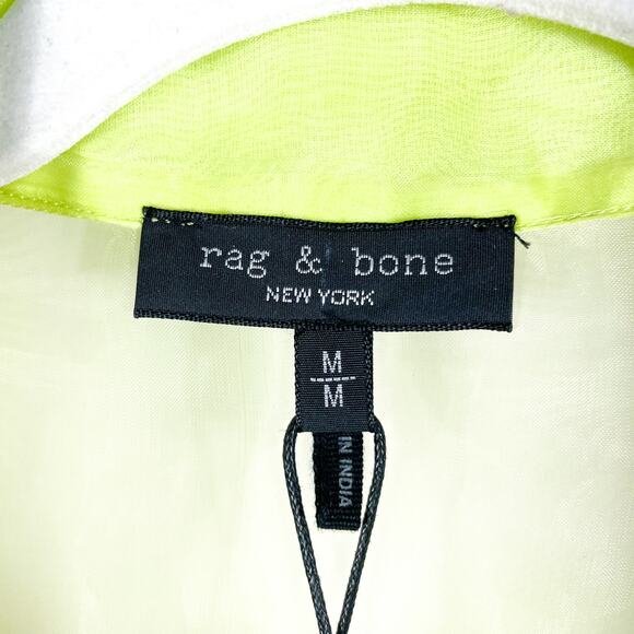 Rag & Bone Reed Shirt Neon Lime Green Button Front Short Sleeve Sheer Sz M - Picture 7 of 11